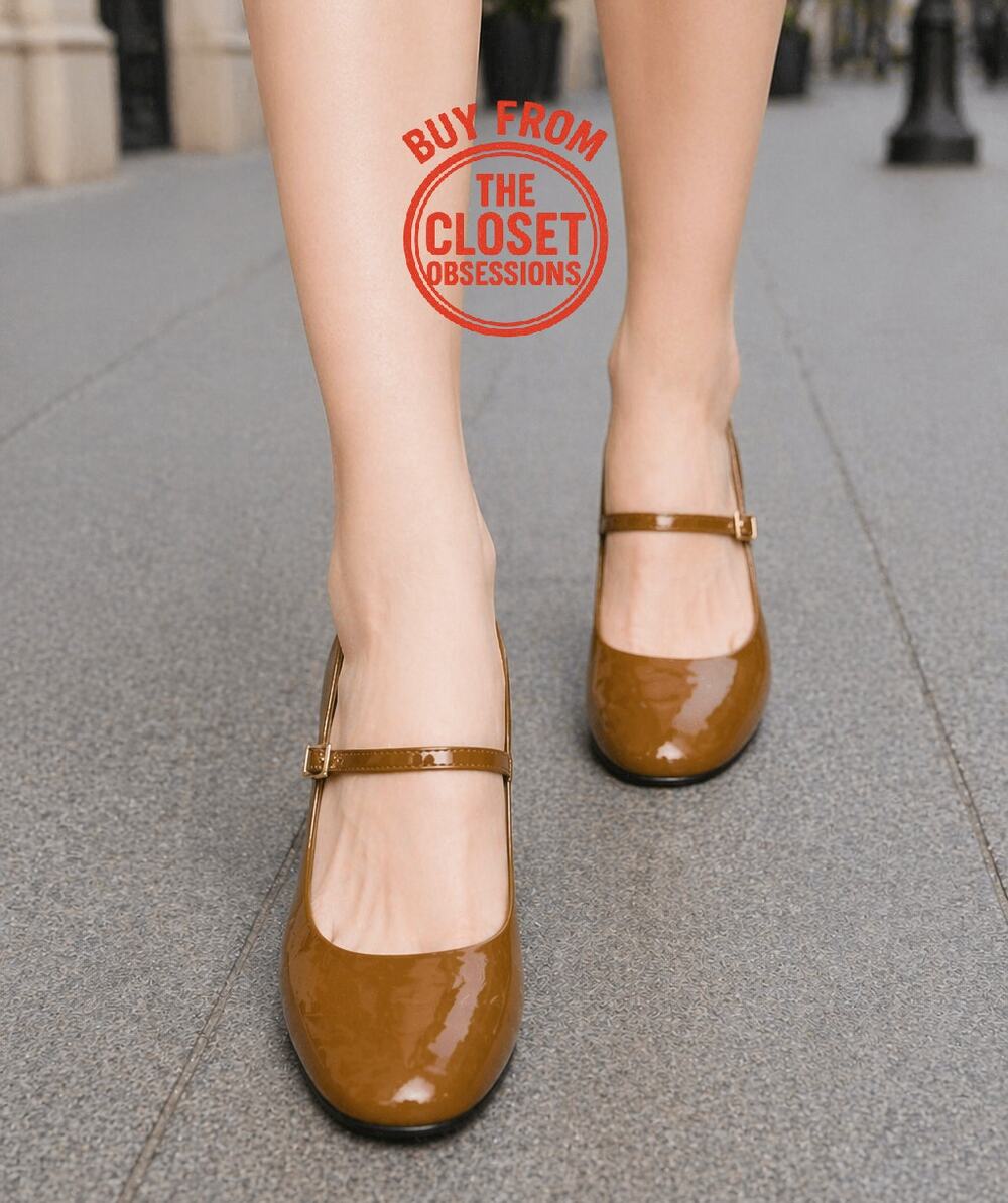 Zara NWT Ochre Patent Mary Jane Block Heels 8 9